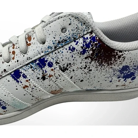adidas gazelle silver green womens Custom Paint Rainbow Splattered Adidas Yeezy's main image 0